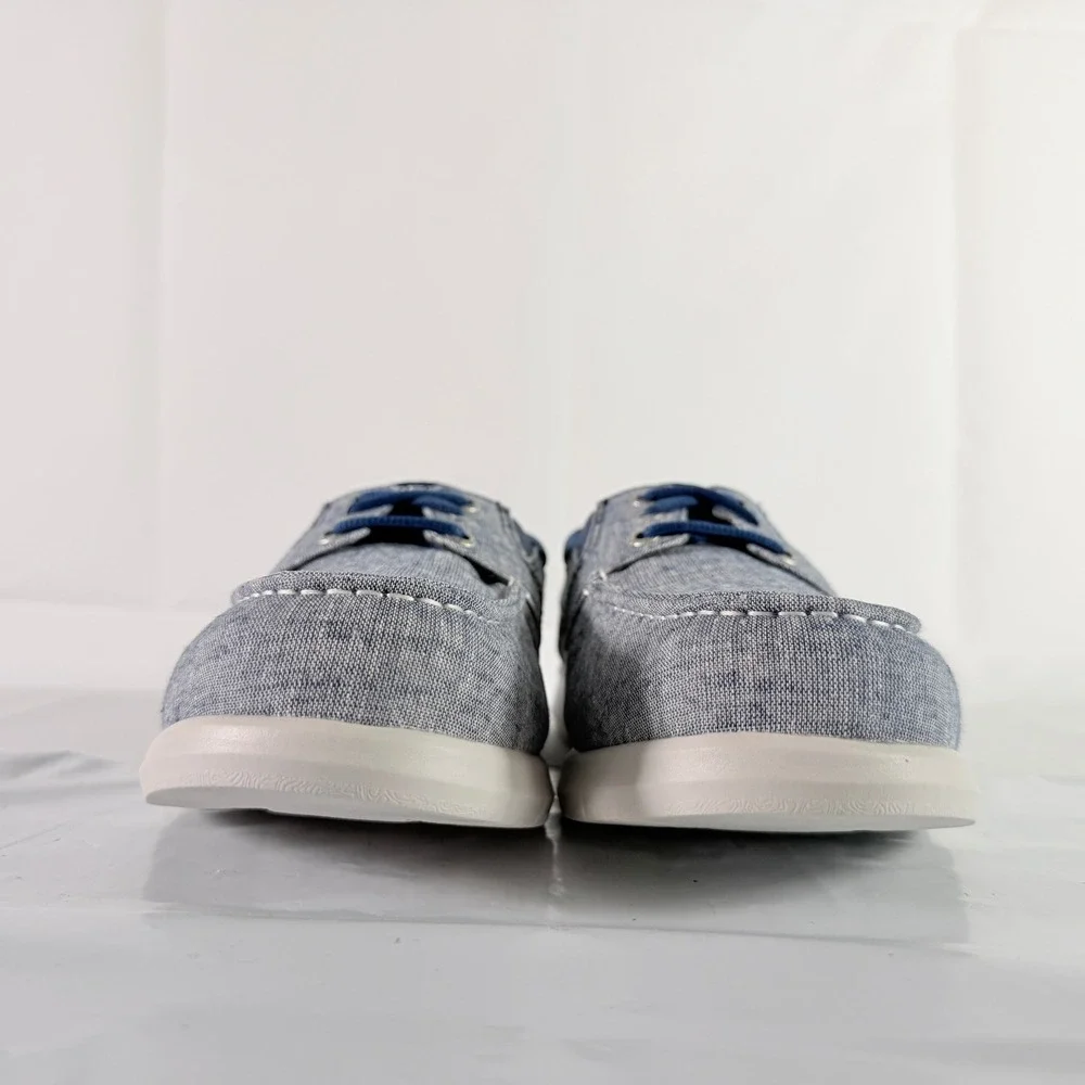 Sperry Bowrider Plushstep 3-Eye Mens Boat Shoe Chambray Navy Size 9.5 W STS24438